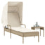 liggestol med baldakin og bord polyrattan beige