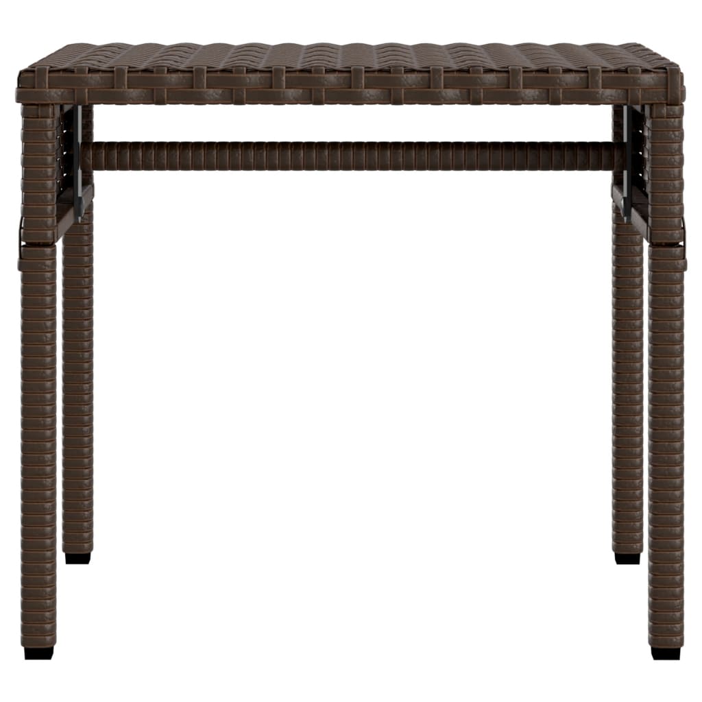liggestol med baldakin og bord brun polyrattan