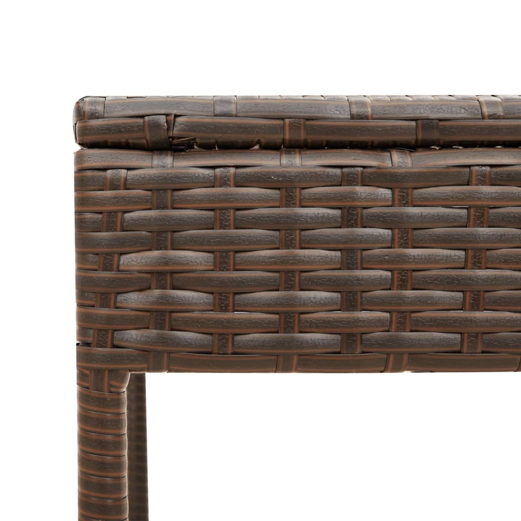 liggestol med baldakin og bord brun polyrattan