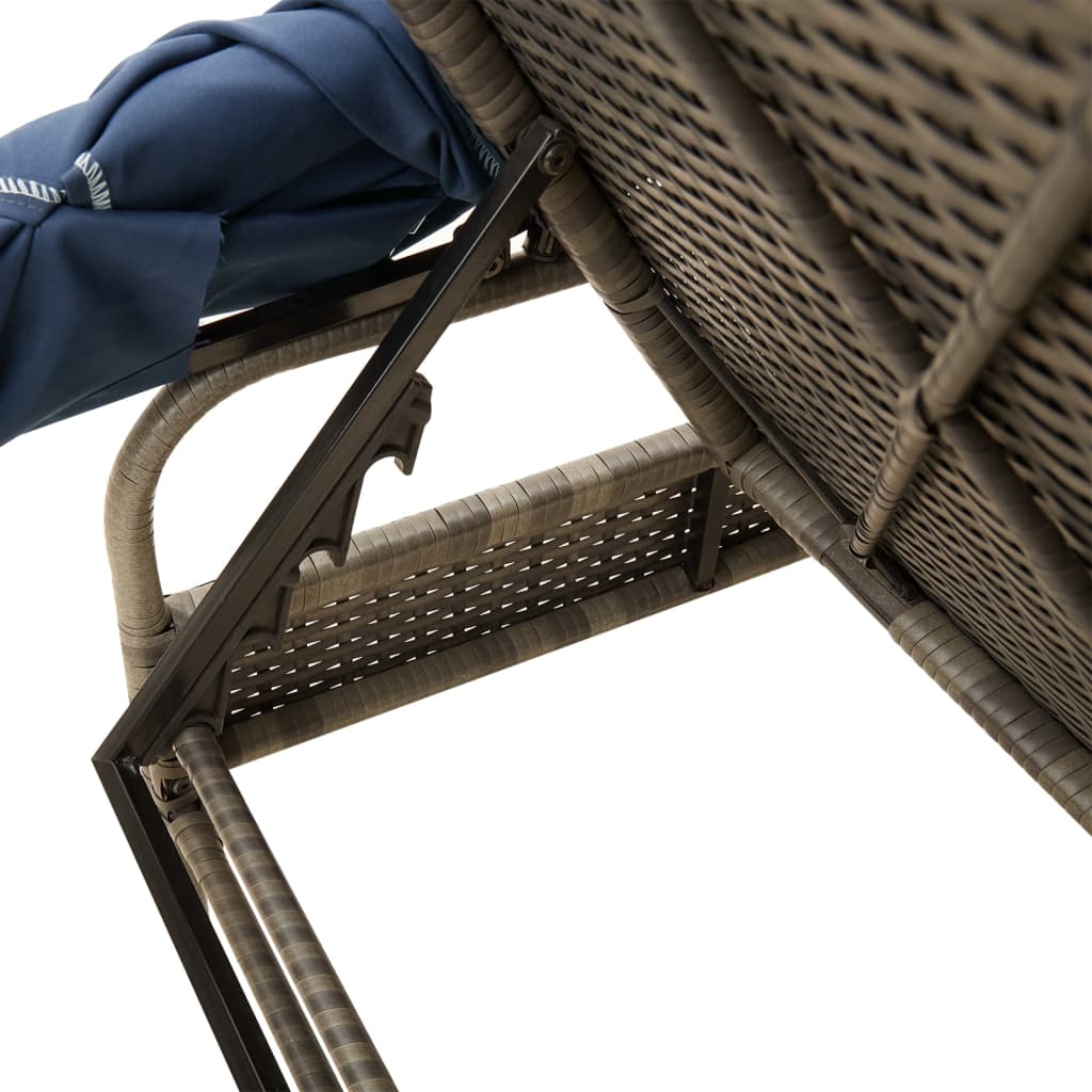 liggestol med baldakin og bord grå polyrattan