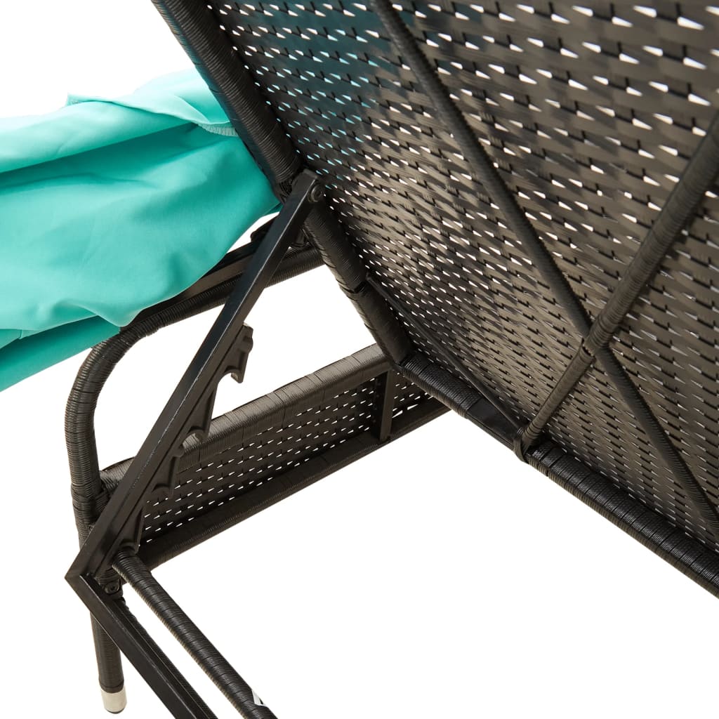 liggestol med baldakin og bord sort polyrattan