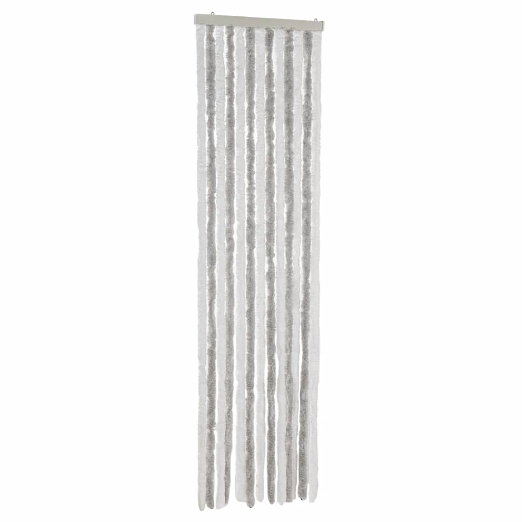 flueforhæng 56x185 cm chenille lysegrå og hvid