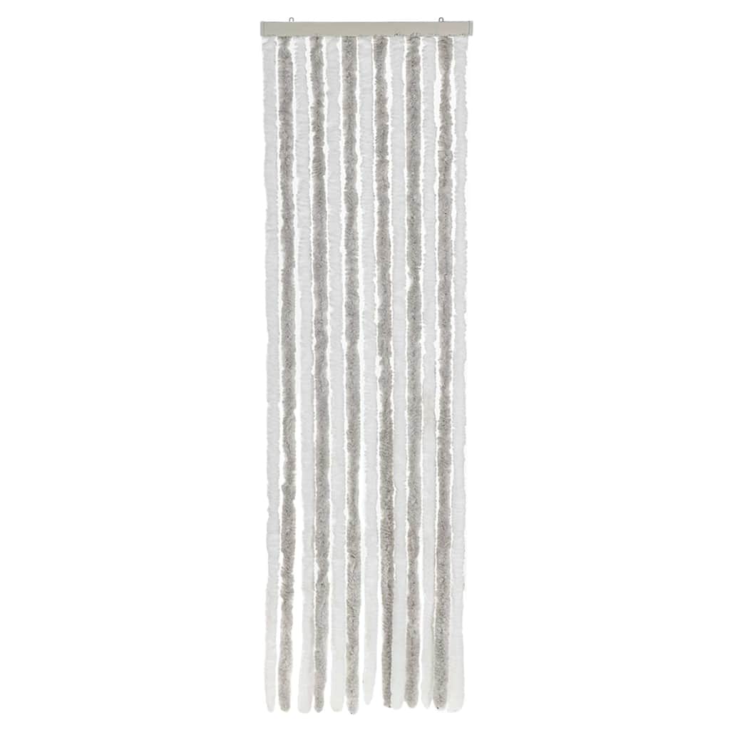 flueforhæng 56x185 cm chenille lysegrå og hvid