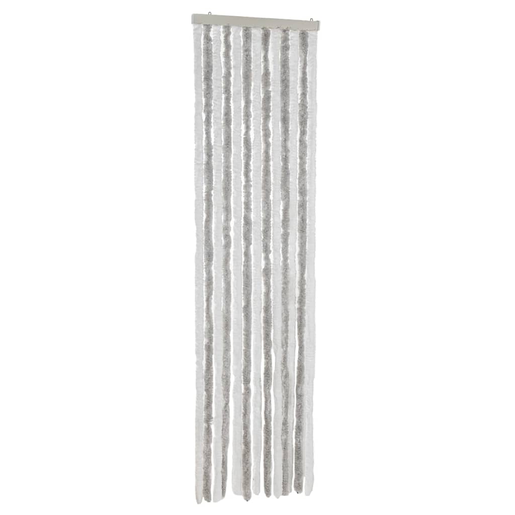 flueforhæng 56x200 cm chenille lysegrå og hvid