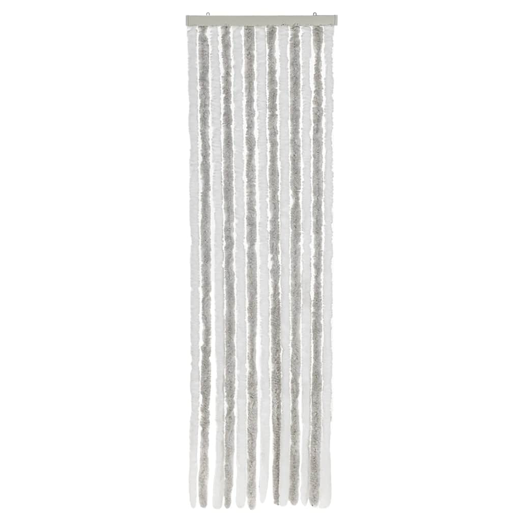 flueforhæng 56x200 cm chenille lysegrå og hvid