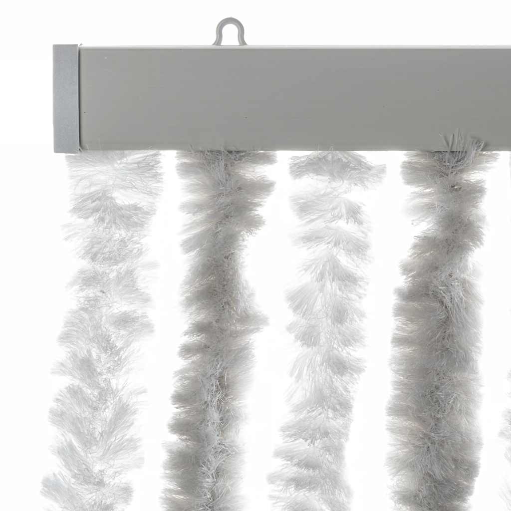 flueforhæng 56x200 cm chenille lysegrå og hvid