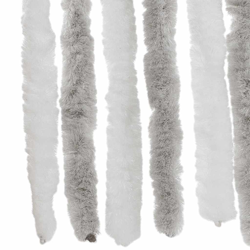 flueforhæng 56x200 cm chenille lysegrå og hvid