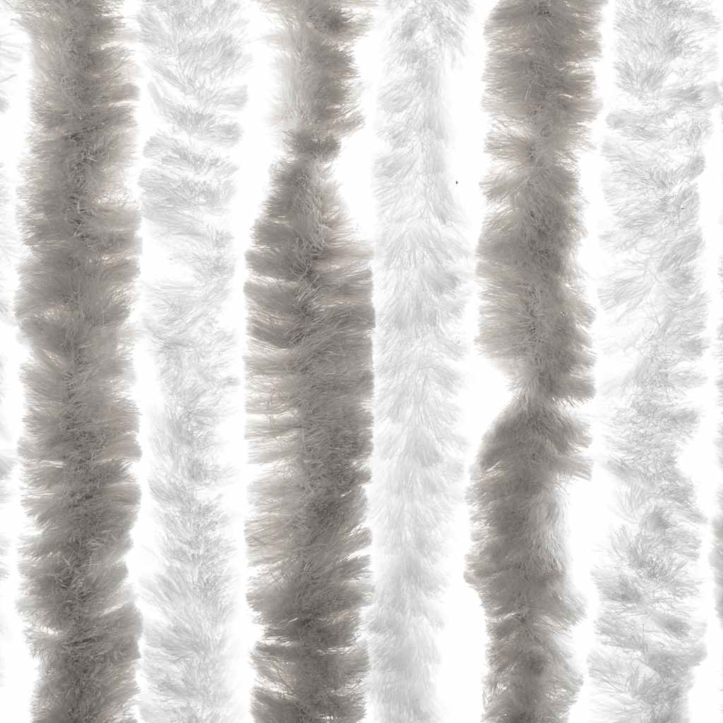 flueforhæng 56x200 cm chenille lysegrå og hvid