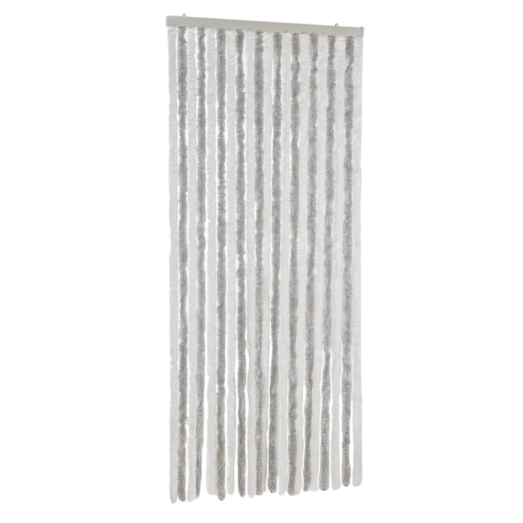flueforhæng 90x200 cm chenille lysegrå og hvid