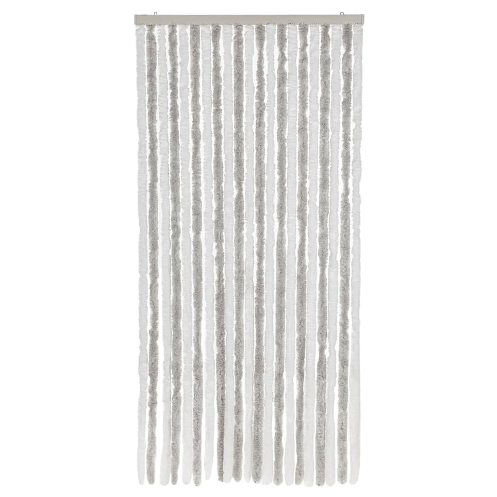 flueforhæng 90x200 cm chenille lysegrå og hvid