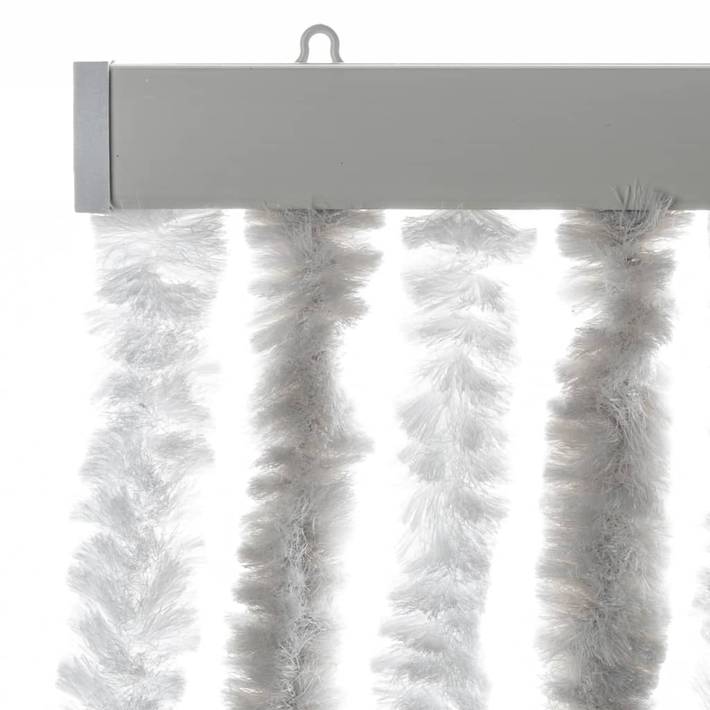 flueforhæng 90x200 cm chenille lysegrå og hvid