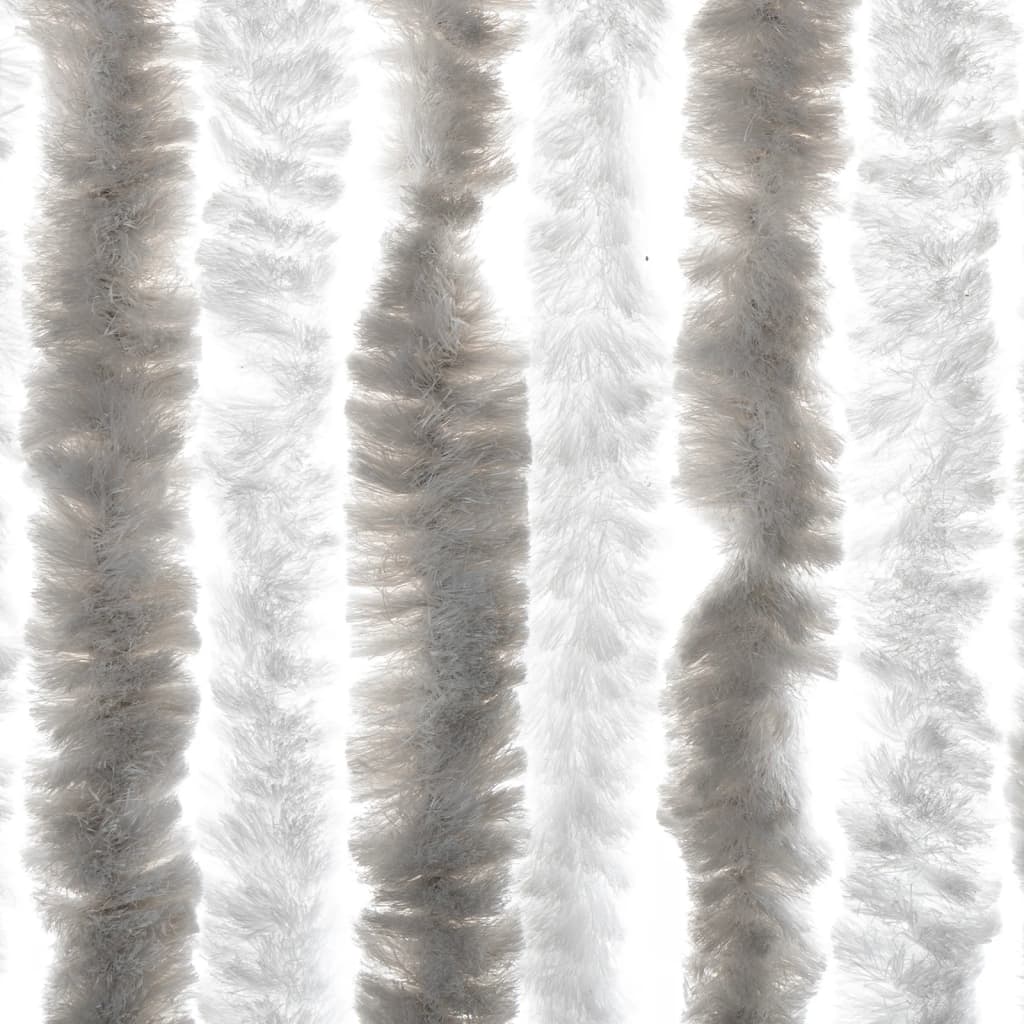 flueforhæng 90x200 cm chenille lysegrå og hvid