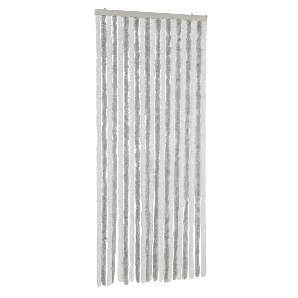flueforhæng 90x220 cm chenille lysegrå og hvid