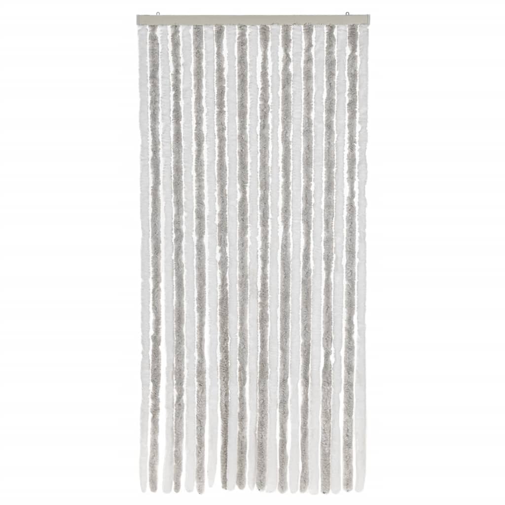 flueforhæng 90x220 cm chenille lysegrå og hvid
