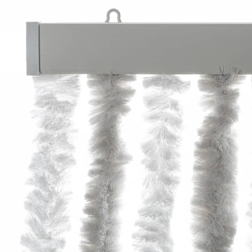 flueforhæng 90x220 cm chenille lysegrå og hvid