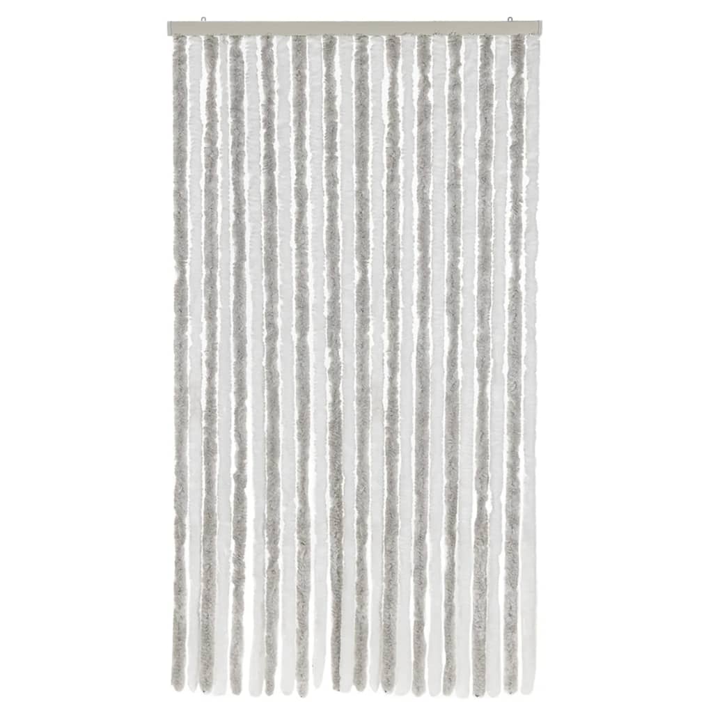 flueforhæng 100x200 cm chenille lysegrå og hvid