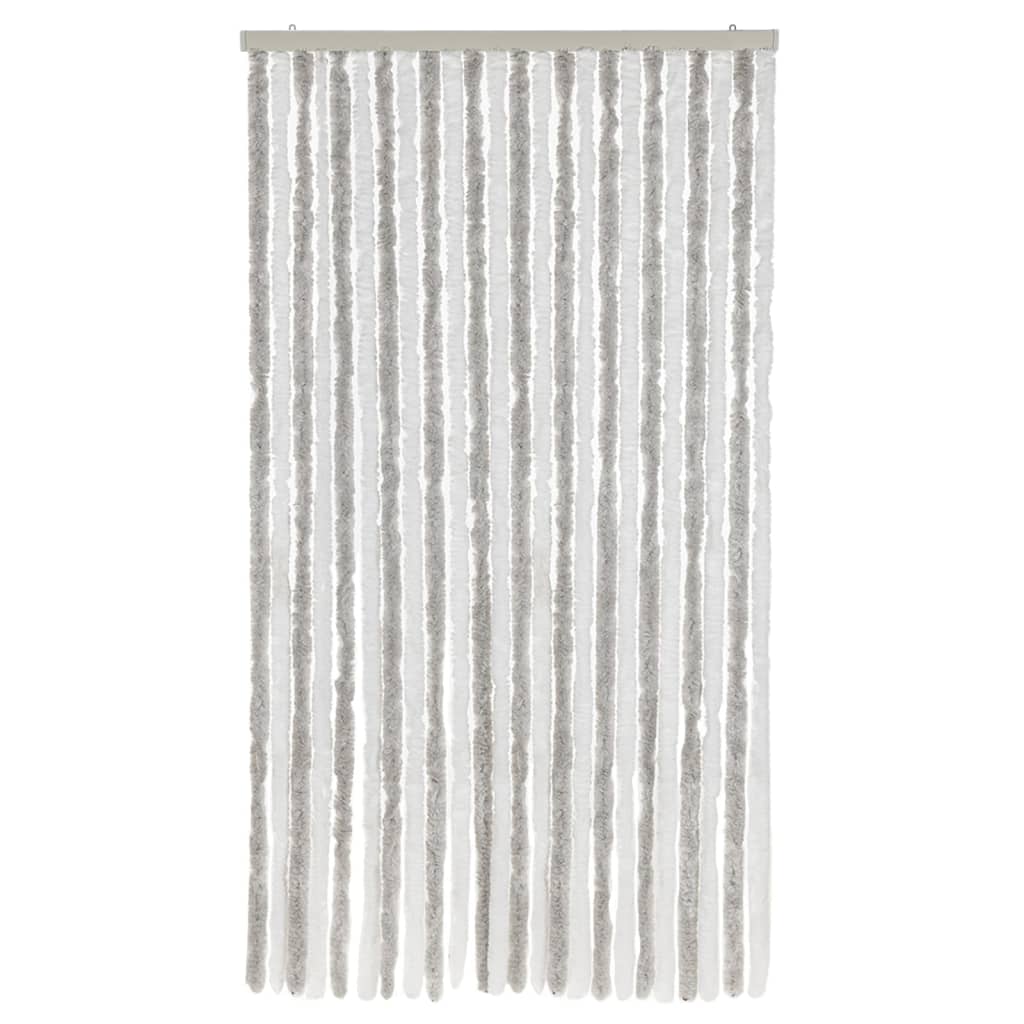 flueforhæng 100x220 cm chenille lysegrå og hvid