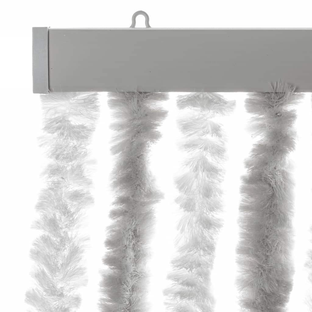 flueforhæng 100x220 cm chenille lysegrå og hvid