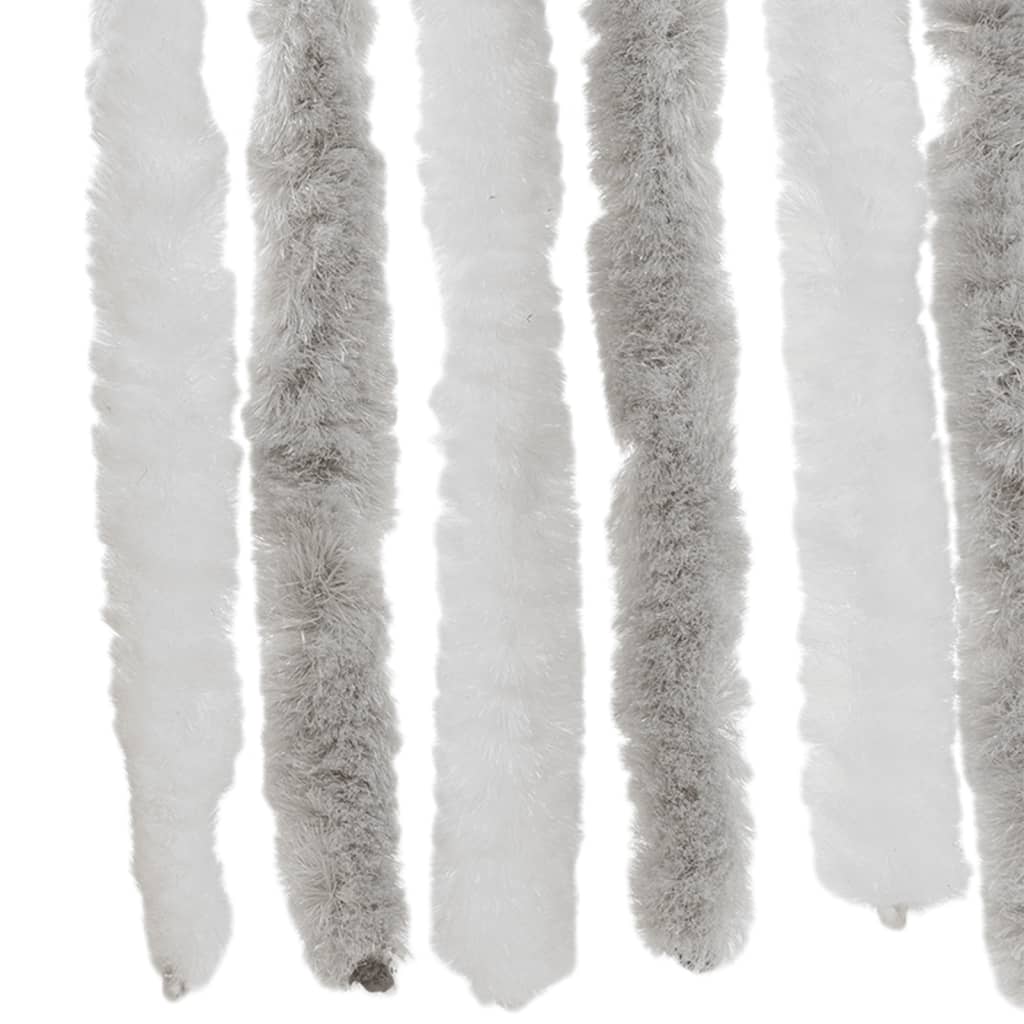 flueforhæng 100x220 cm chenille lysegrå og hvid