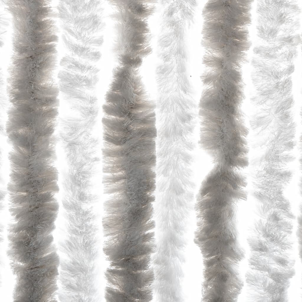 flueforhæng 100x220 cm chenille lysegrå og hvid