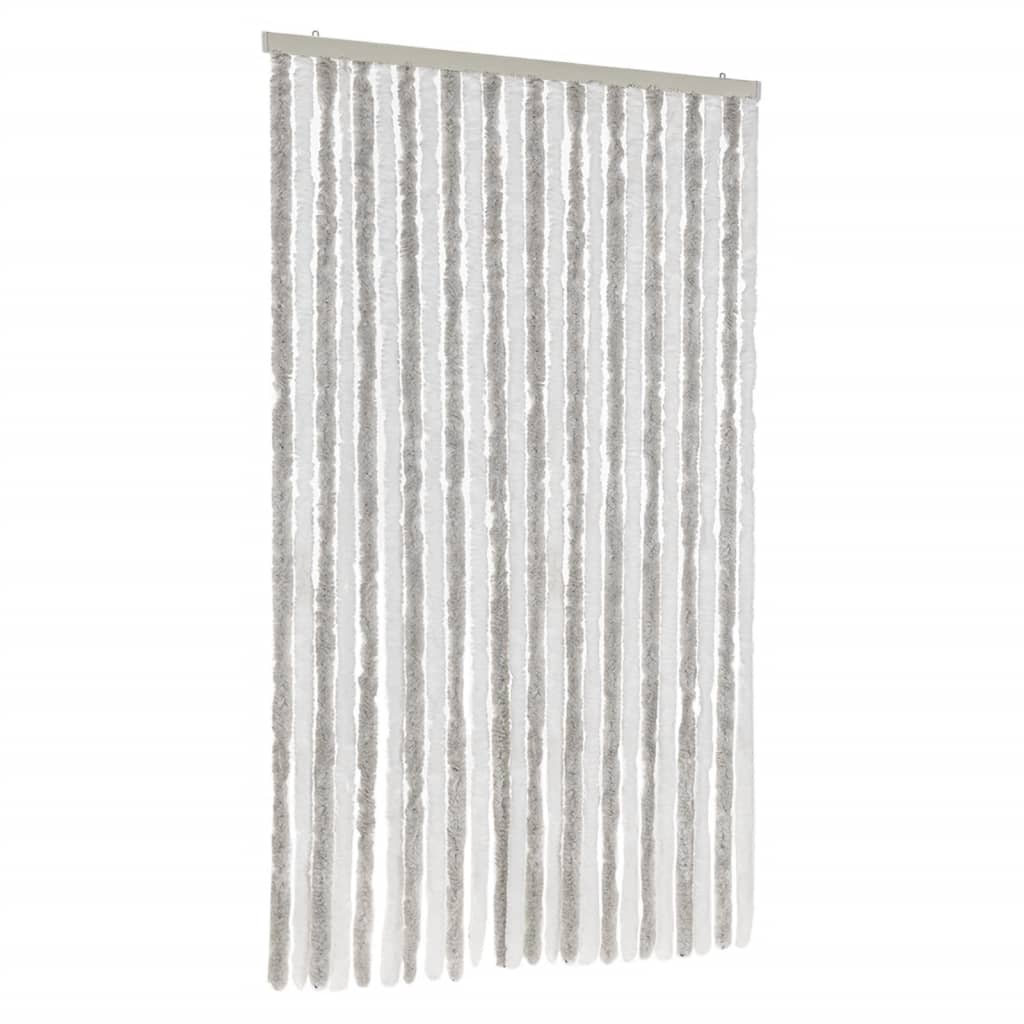 flueforhæng 100x230 cm chenille lysegrå og hvid