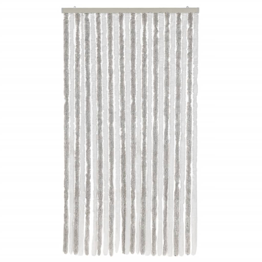 flueforhæng 100x230 cm chenille lysegrå og hvid