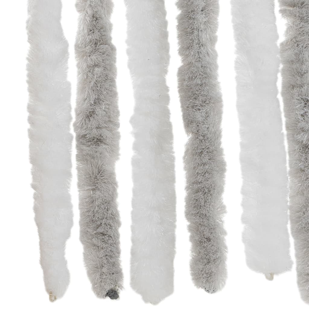 flueforhæng 100x230 cm chenille lysegrå og hvid