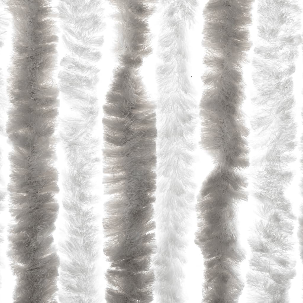 flueforhæng 100x230 cm chenille lysegrå og hvid
