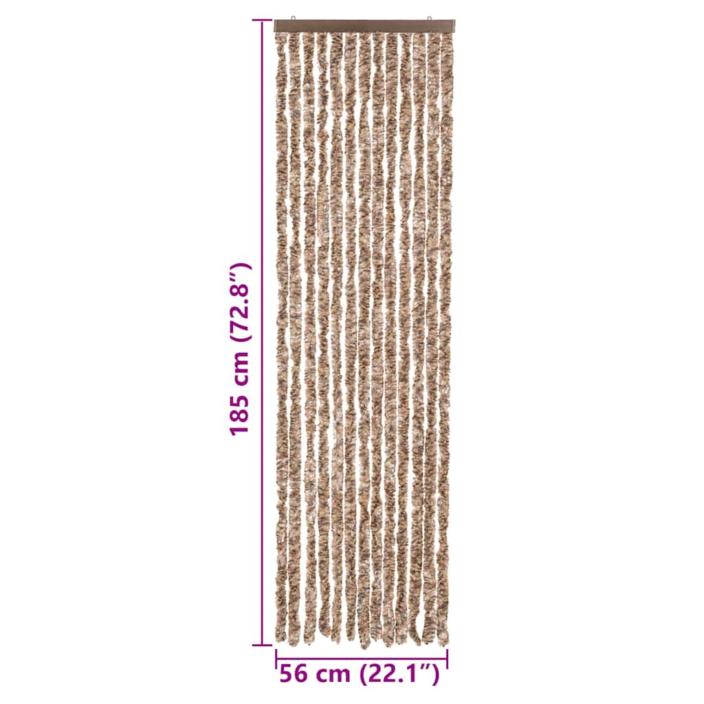 flueforhæng 56x185 cm chenille beige og mørkebrun