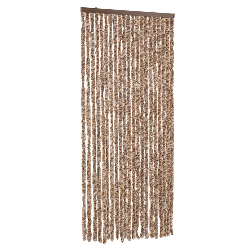 flueforhæng 90x200 cm chenille beige og mørkebrun