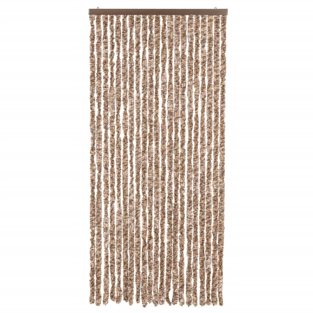flueforhæng 90x200 cm chenille beige og mørkebrun