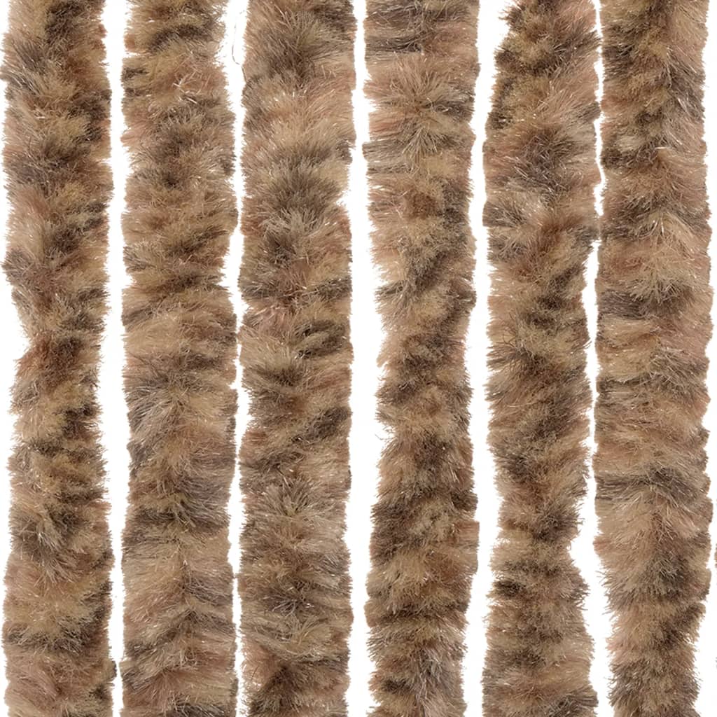flueforhæng 90x200 cm chenille beige og mørkebrun