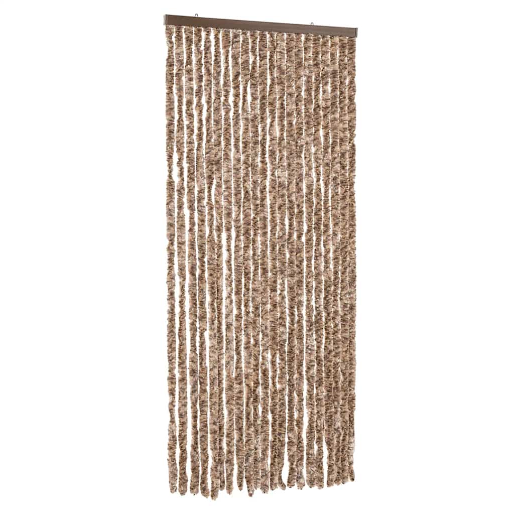 flueforhæng 90x220 cm chenille beige og mørkebrun