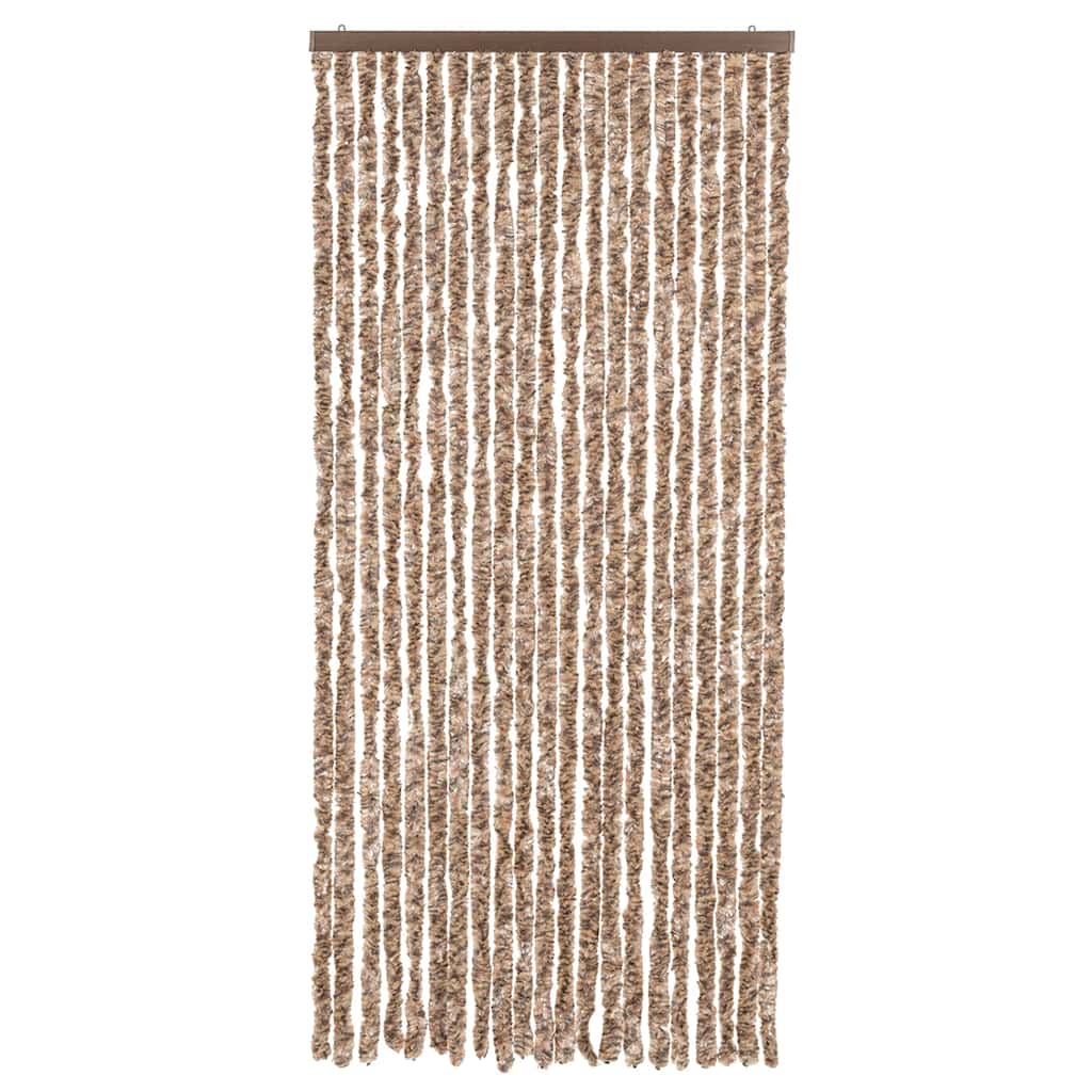 flueforhæng 90x220 cm chenille beige og mørkebrun