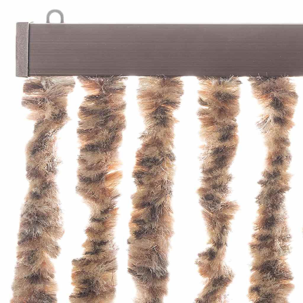flueforhæng 90x220 cm chenille beige og mørkebrun