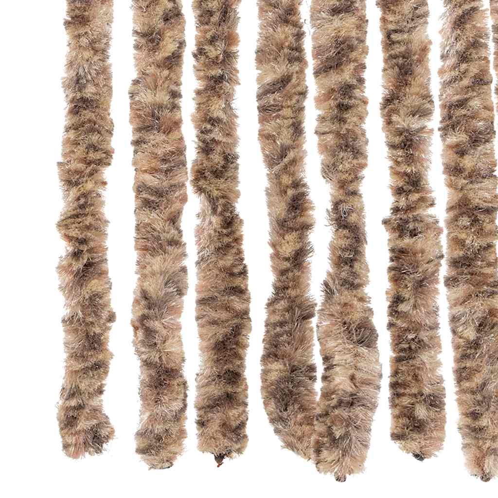 flueforhæng 90x220 cm chenille beige og mørkebrun