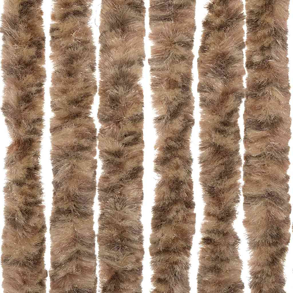 flueforhæng 90x220 cm chenille beige og mørkebrun