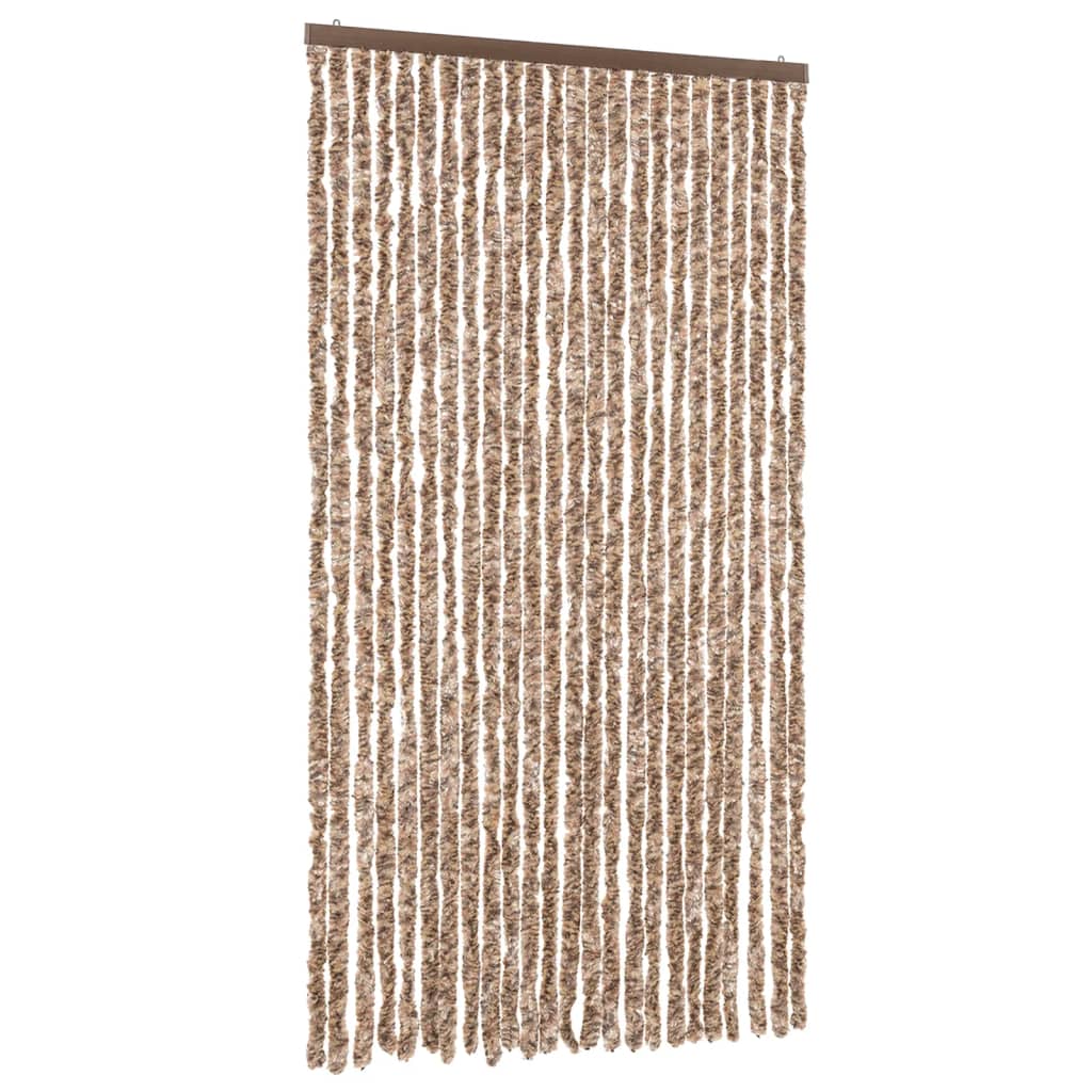 flueforhæng 100x200 cm chenille beige og mørkebrun