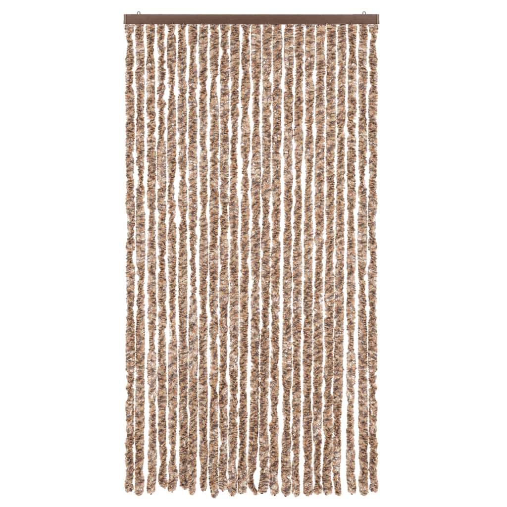 flueforhæng 100x200 cm chenille beige og mørkebrun