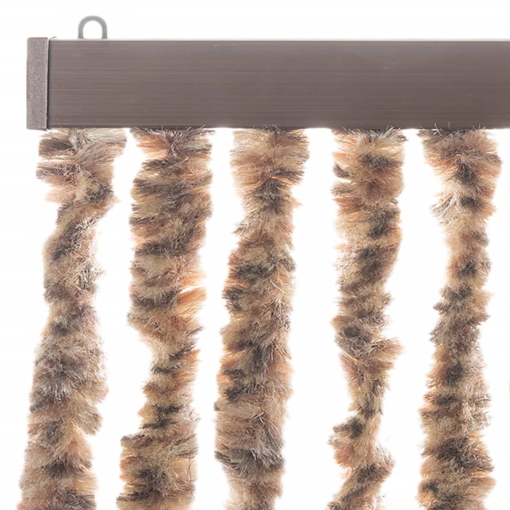 flueforhæng 100x200 cm chenille beige og mørkebrun