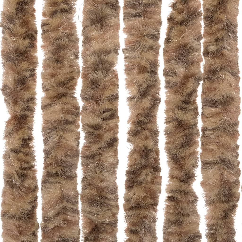 flueforhæng 100x200 cm chenille beige og mørkebrun