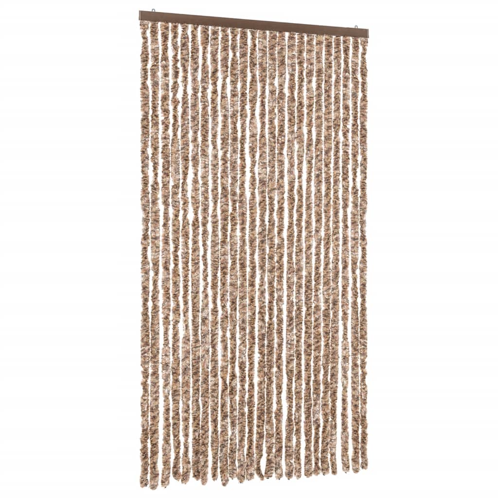 flueforhæng 100x220 cm chenille beige og mørkebrun
