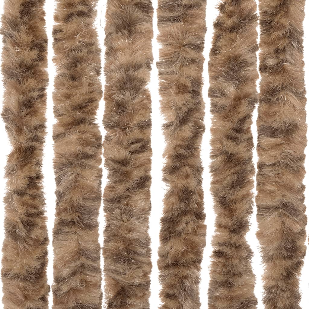 flueforhæng 100x220 cm chenille beige og mørkebrun