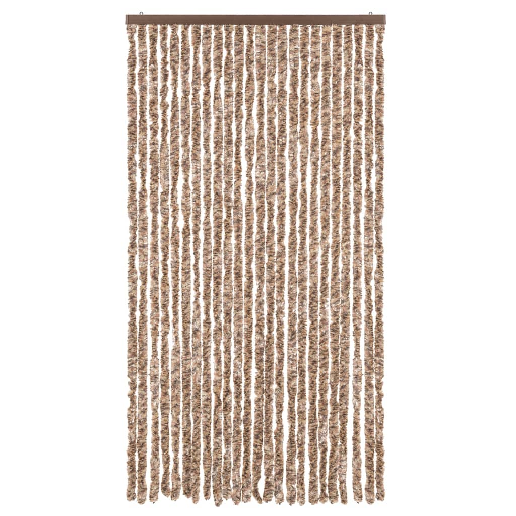 flueforhæng 100x230 cm chenille beige og mørkebrun