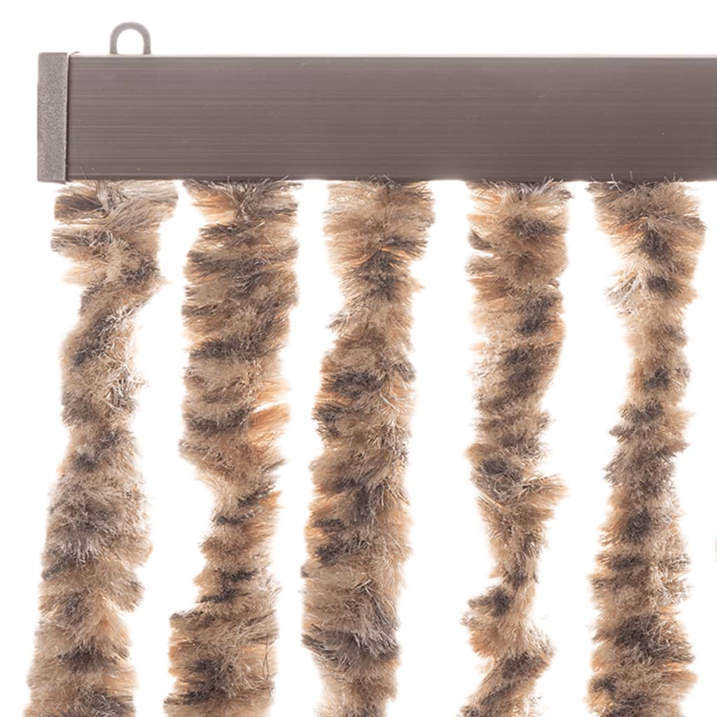 flueforhæng 100x230 cm chenille beige og mørkebrun