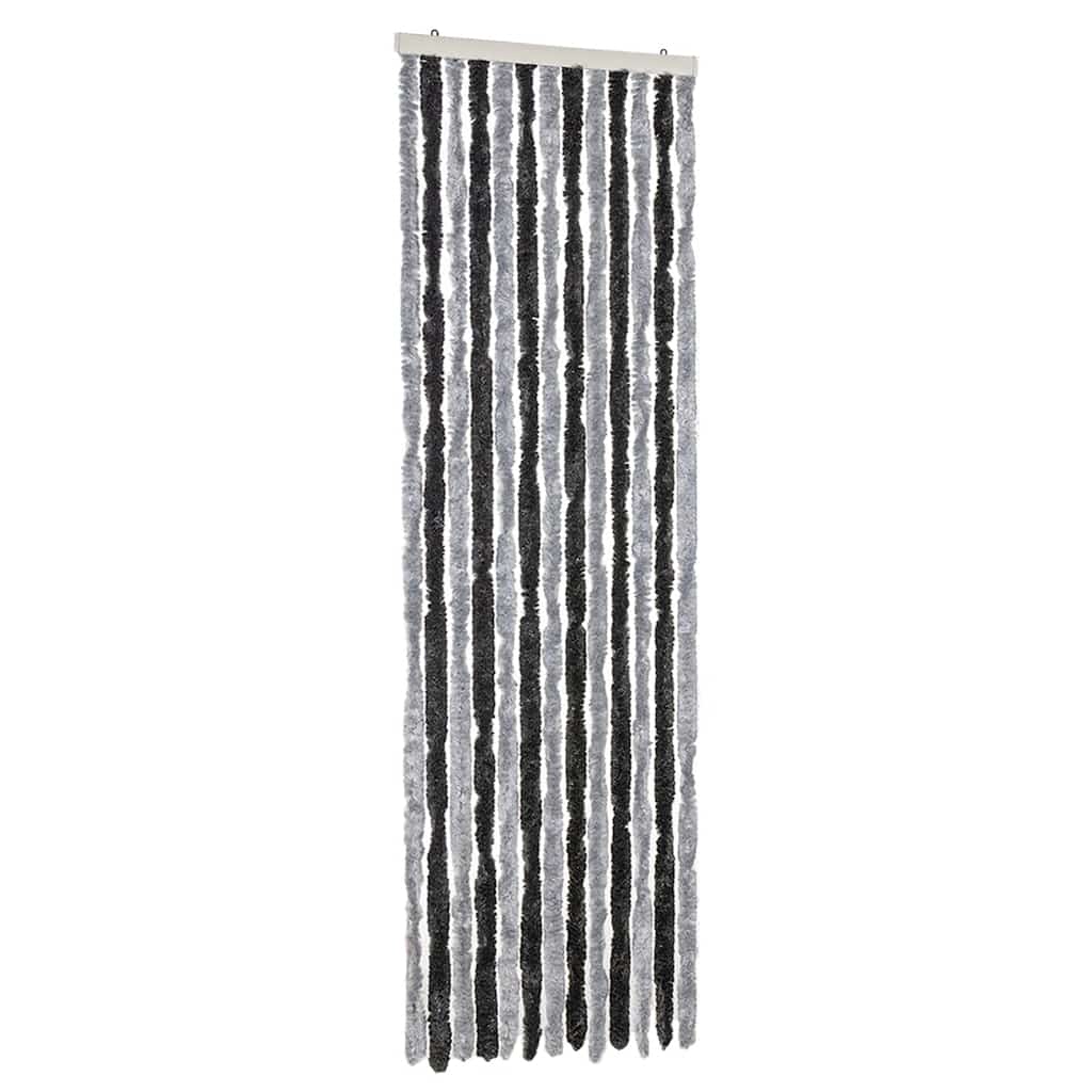 flueforhæng 56x185 cm chenille grå og sort