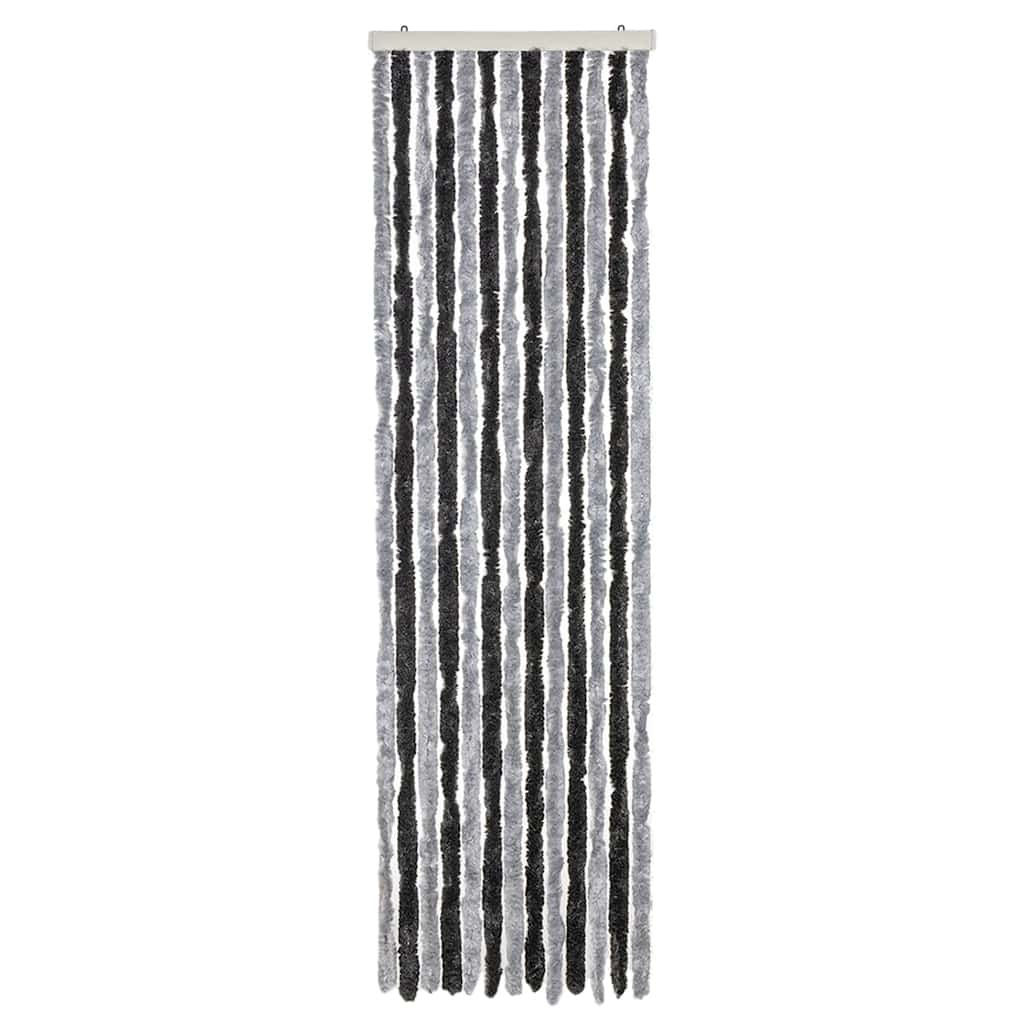 flueforhæng 56x185 cm chenille grå og sort