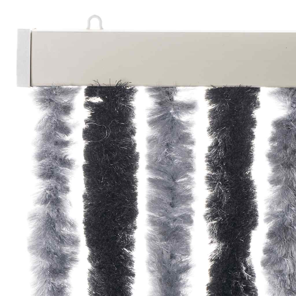 flueforhæng 56x185 cm chenille grå og sort