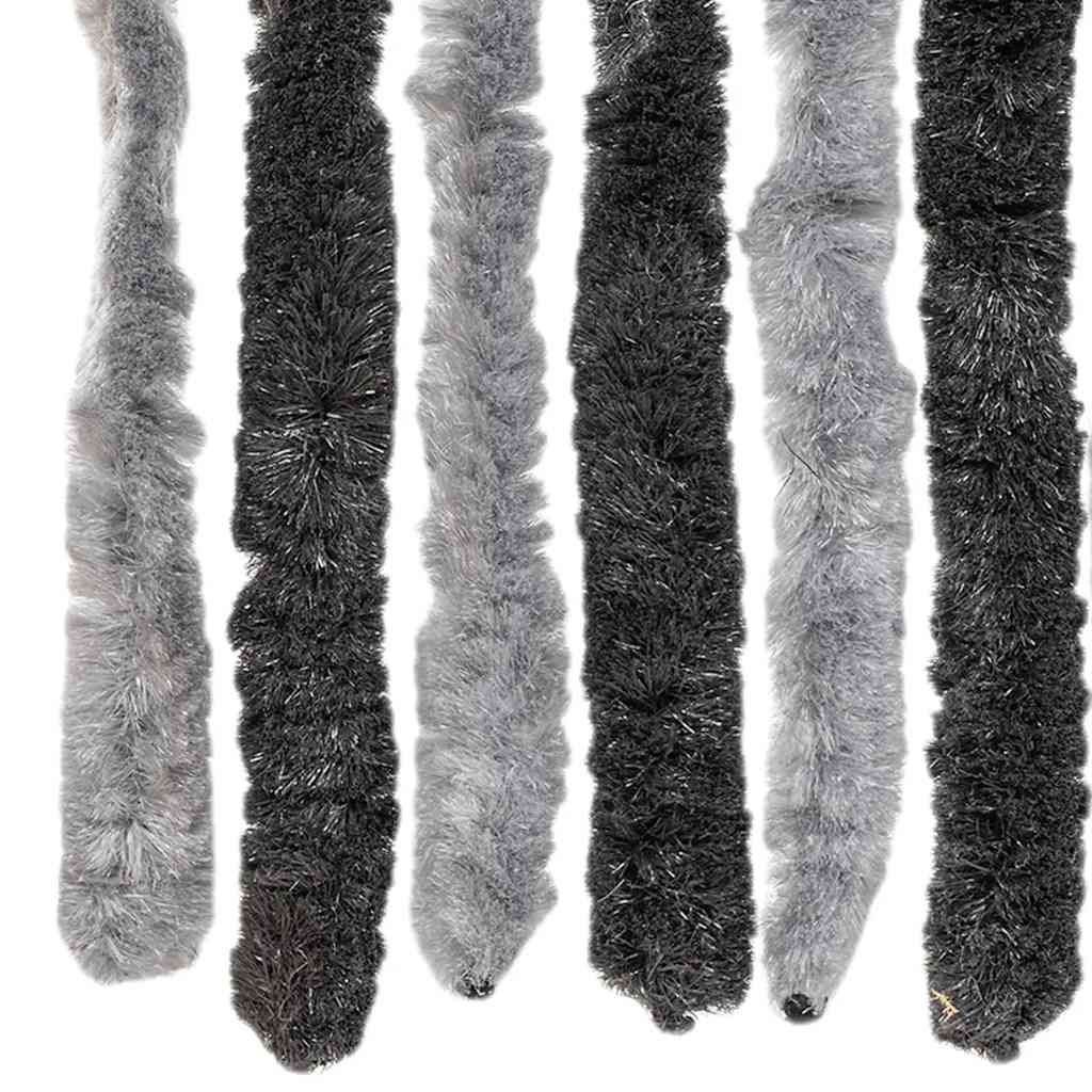 flueforhæng 56x185 cm chenille grå og sort