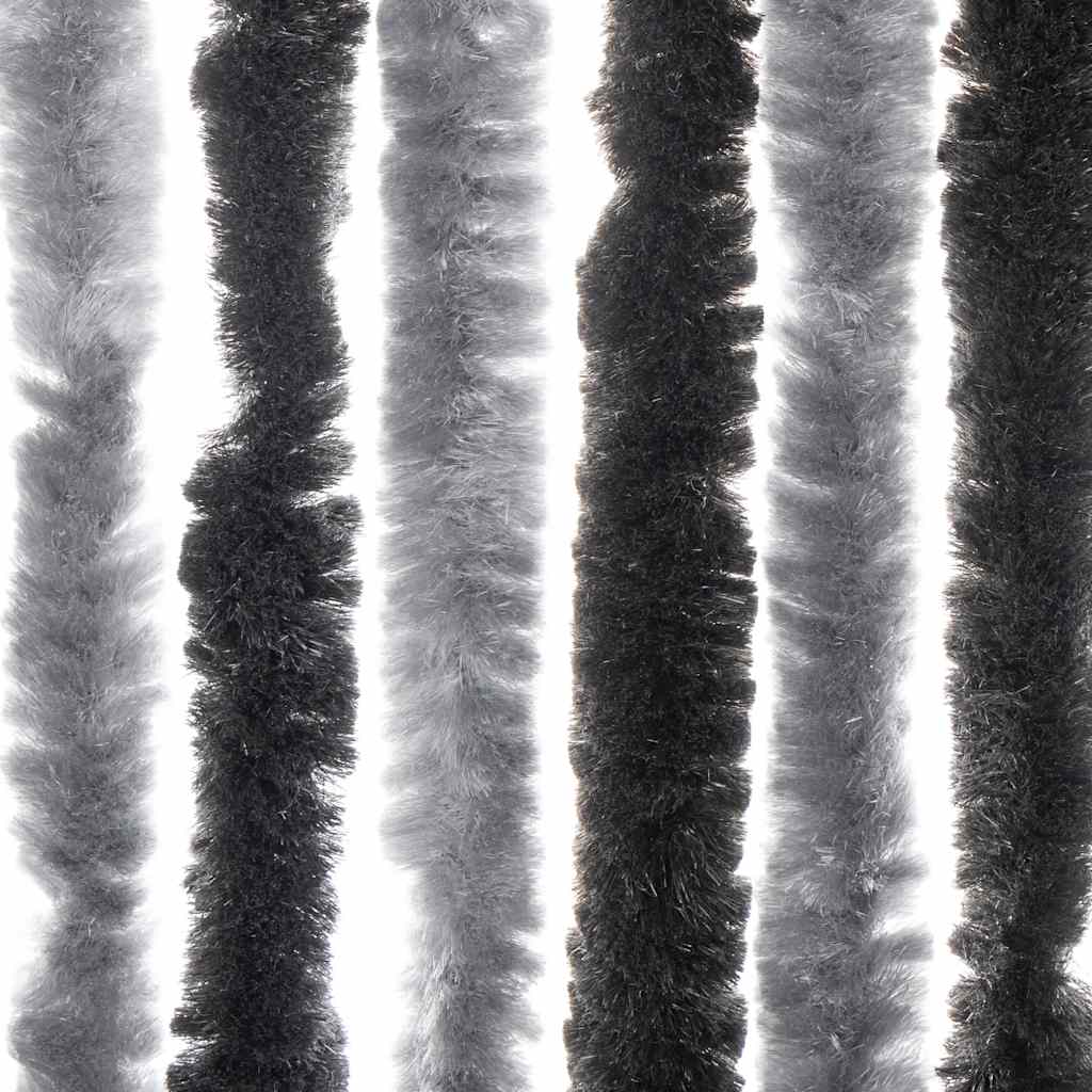 flueforhæng 56x185 cm chenille grå og sort